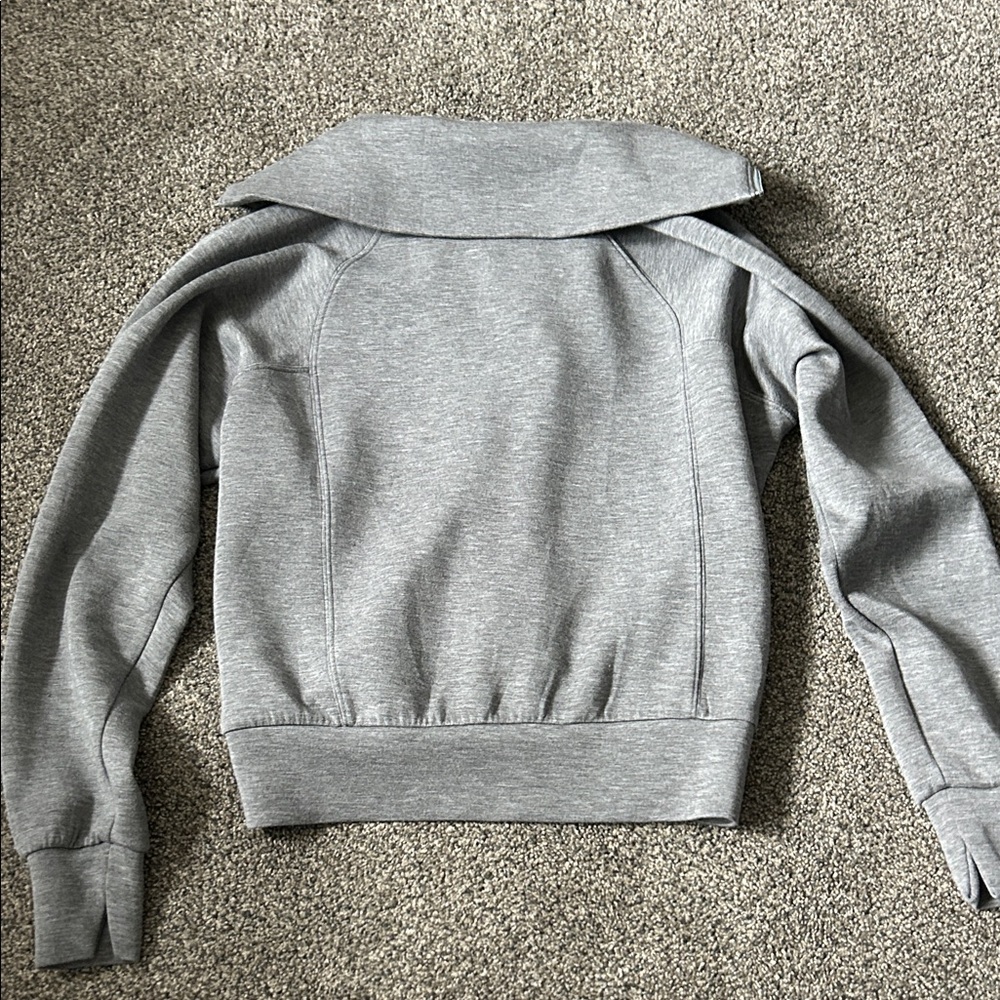 SPANX Light Gray Quarter-Zip Pullover Sweater - image 4